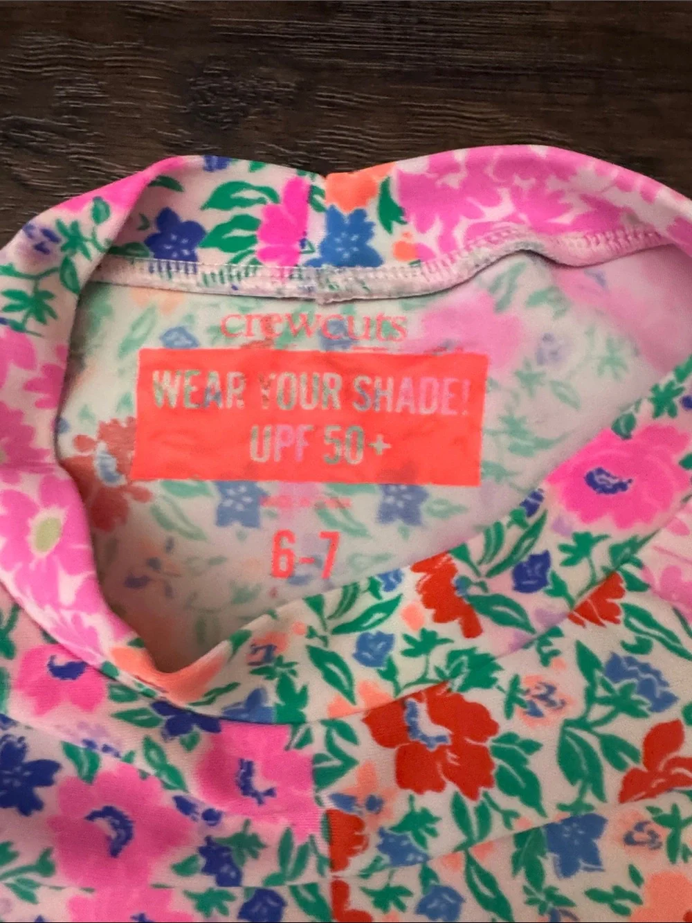 Crew cuts Girls' Floral Pink Long-Sleeve Rashguard Swim Set - GUC - size 6-7